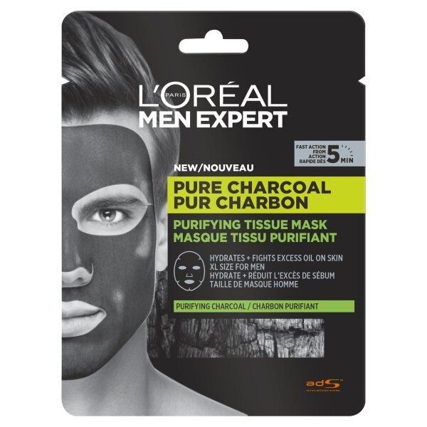 L'Oreal Men Expert Mens Charcoal Tissue Face Sheet Mask x1