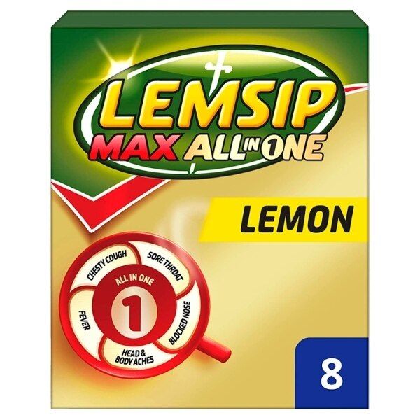Lemsip All in One Hot Drink Lemon Flavour Sachets 8s