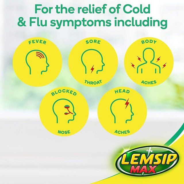 Lemsip Cold & Flu Lemon Sachets Paracetamol Sore Throat 10 per pack