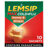 Lemsip Max Cold & Flu Honey & Ginger Flavour Sachets 10s