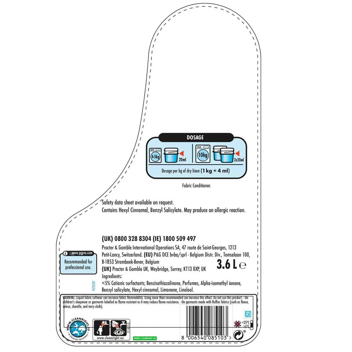 Lenor Wellbeing Collection Jasmine & Red Berries Fabric Conditioner, 3.6L (180 Wash)