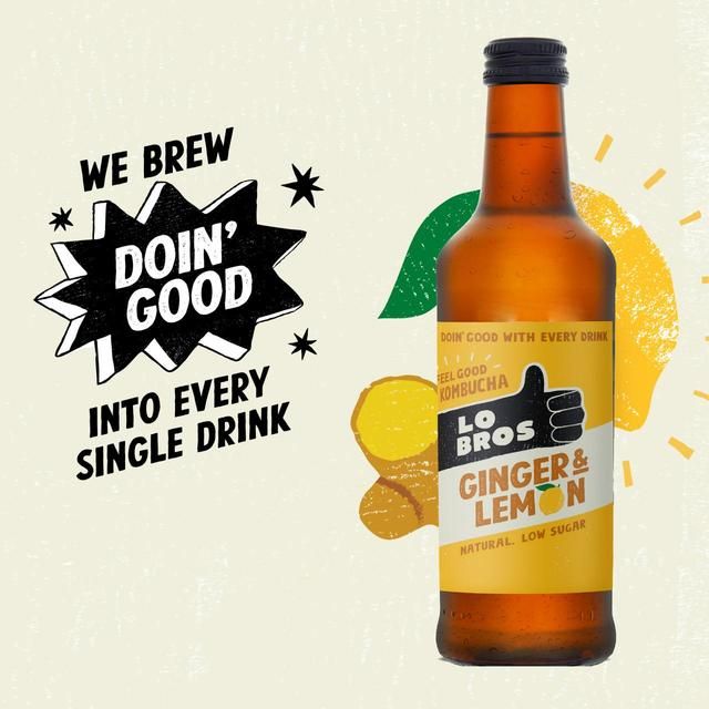 Lo Bros Kombucha Ginger & Lemon Low Sugar 330ml