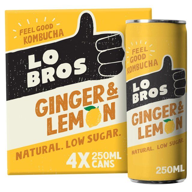 Lo Bros Kombucha Ginger & Lemon Low Sugar Multipack 4 x 250ml