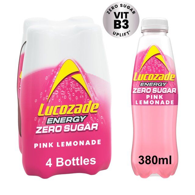 Lucozade Energy Zero Pink Lemonade 4 x 380ml