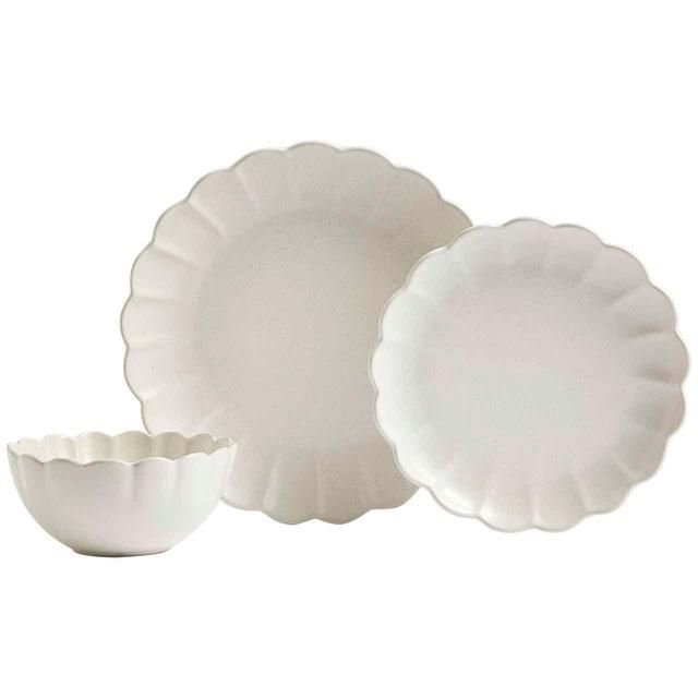 M&S 12 Piece Scallop Dinner Set Natural 12 per pack