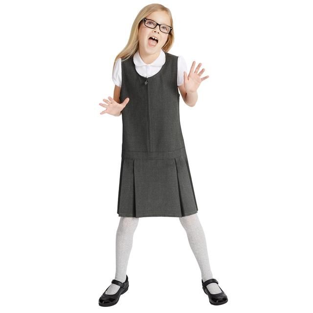 M&S 2pk Girls School Pinafores 3-10 Years Grey