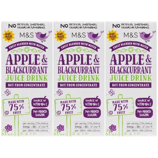 M&S Apple & Blackcurrant Juice Drink 3 x 200ml
