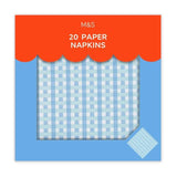 M&S Blue Gingham Paper Napkins 20 per pack