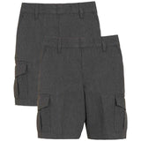 M&S Boys 2pk Cargo School Shorts Grey 3-4 Yrs 2 per pack