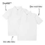 M&S Boys 2pk Stain Resist School Polo Shirts 3-14 Years White