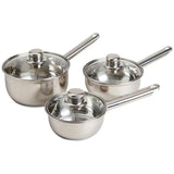 M&S Collection 3 Piece Stainless Steel Pan Set Silver 3 per pack