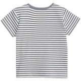 M&S Collection Cotton Rich Striped T-Shirt 0-12 Months Medium Grey
