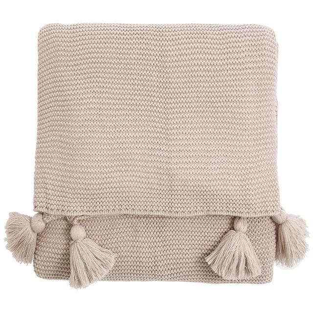 M&S Collection Knitted Tassel Throw One Size Neutral
