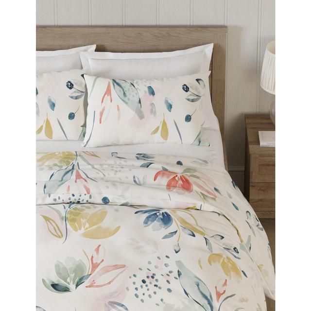 M&S Collection Pure Cotton Abstract Leaf Bedding Set Single- King