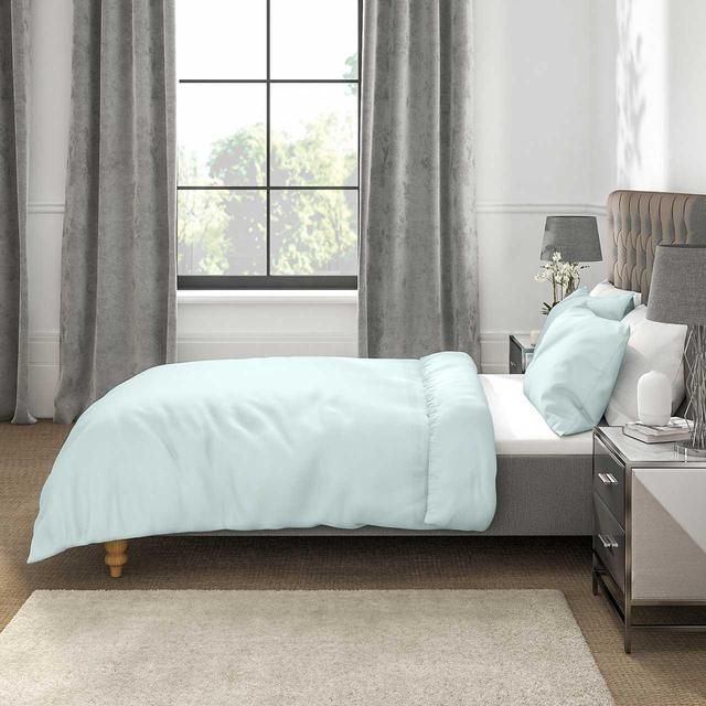 M&S Cotton Rich King Size Percale Duvet Cover Light Duck Egg