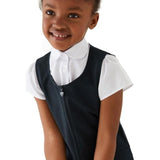 M&S Girls 2pk Navy Crease Resistant School Pinafores 3-10 Years