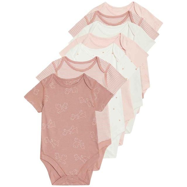 M&S Girls Bodysuits 2-3 Years Pink 7 Pack 7 per pack