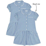 M&S Girls Cotton Gingham School Dresses '5-6 Years Mid Blue 2 per pack