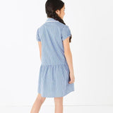 M&S Girls Cotton Gingham School Dresses '5-6 Years Mid Blue 2 per pack