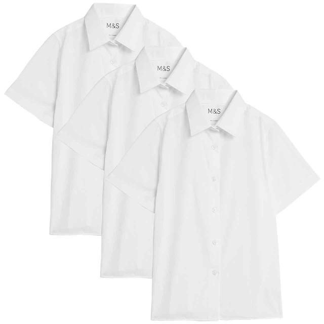 M&S Girls School Shirts 3-4 Years White 3 per pack