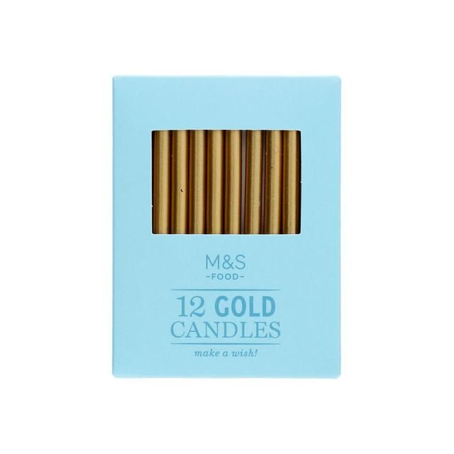 M&S Gold Birthday Candles 12 per pack