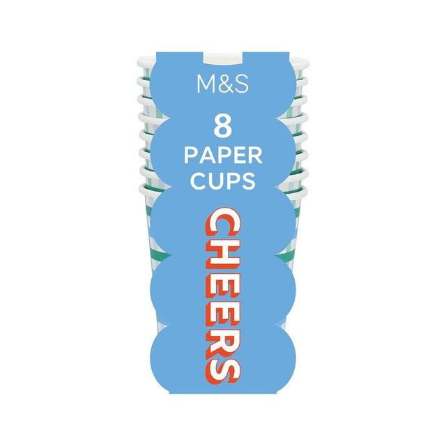 M&S Green Paper Party Cups 8 per pack