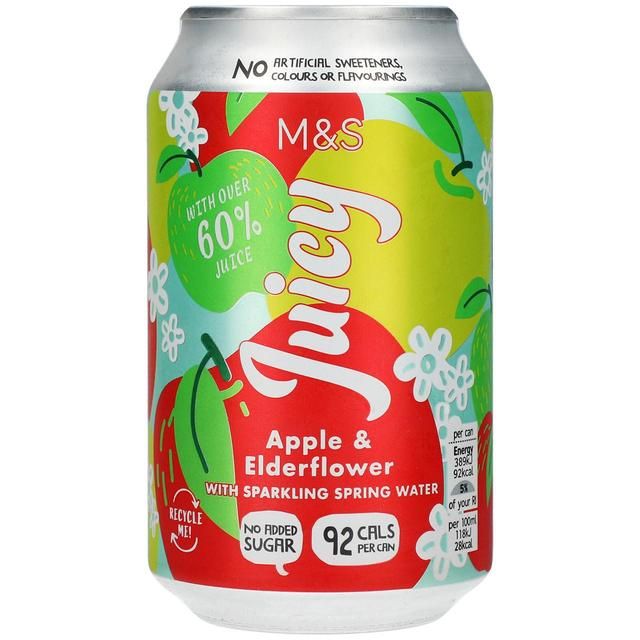 M&S Juicy Sparkling Apple & Elderflower Water 4 x 330ml