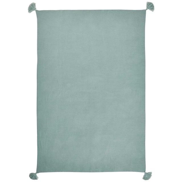 M&S Knitted Tassel Throw 1SIZE Duck Egg