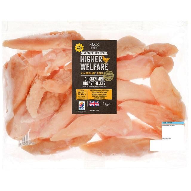 M&S Oakham Gold Chicken Mini Fillets Frozen 1kg