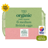 M&S Organic Free Range Medium Eggs 6 per pack
