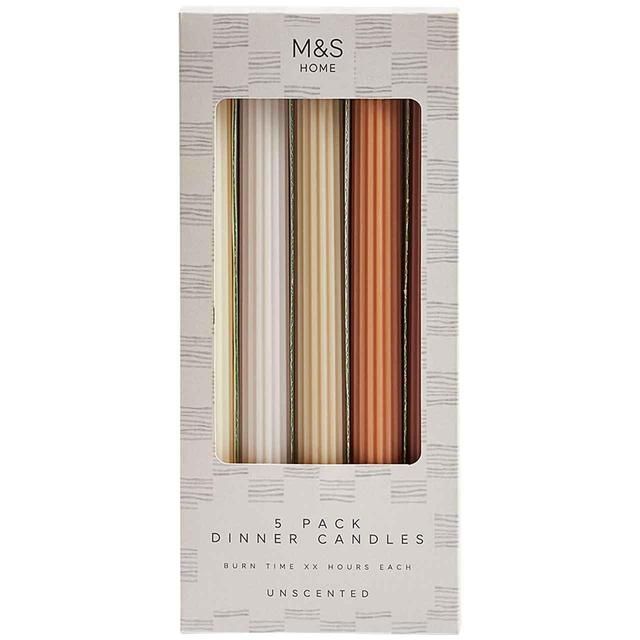 M&S Ridged Dinner Candle Neutral 5 per pack