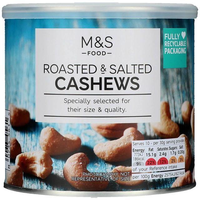 M&S Roasted & Salted Cashew Tin 300g GOODS M&S