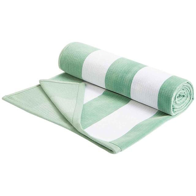 M&S Sand Resist Stripe Beach Towel Sage Green