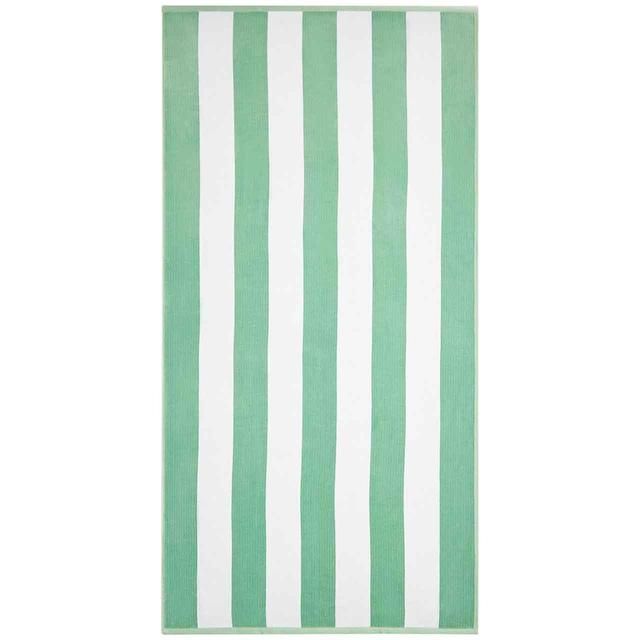 M&S Sand Resist Stripe Beach Towel Sage Green