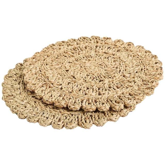 M&S Set Of 2 Floral Woven Placemats Natural 2 per pack