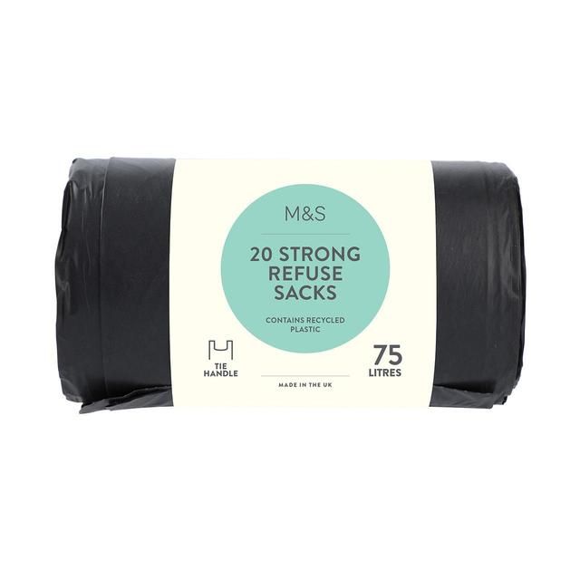 M&S Tie Handle Strong Refuse Sacks 75L 20 per pack