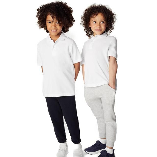 M&S Unisex Pure Cotton Polo Shirts 12-13 Years White 3 per pack