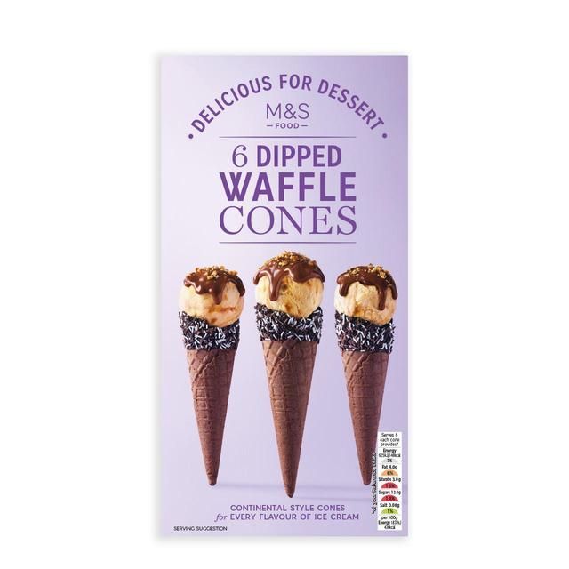 M&S VIVA 6 Dipped Waffle Cones 6 per pack