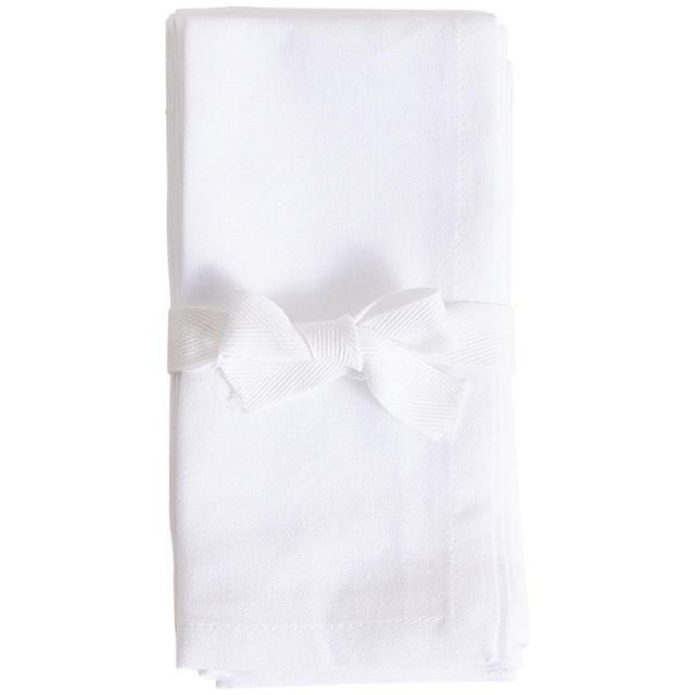M&S White Cotton with Linen Napkins 4 per pack