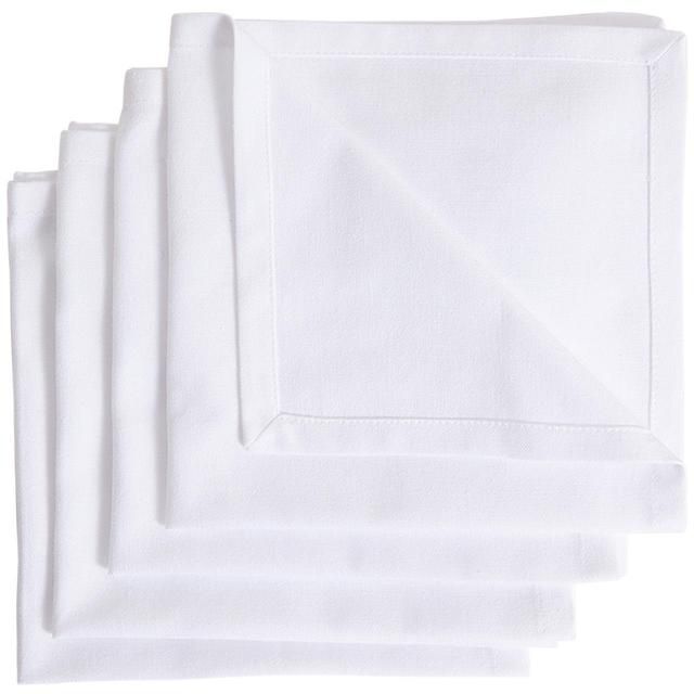 M&S White Cotton with Linen Napkins 4 per pack