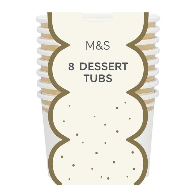 M&S White & Gold Paper Dessert Tubs 8 per pack