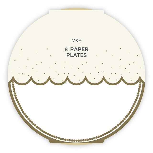 M&S White Paper Plates 8 per pack