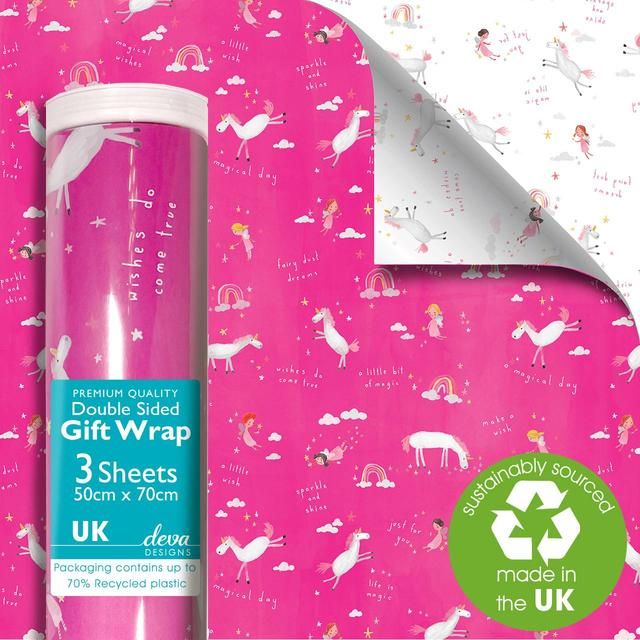 Magical Wishes Double Sided Gift Wrap Sheets 3 per pack