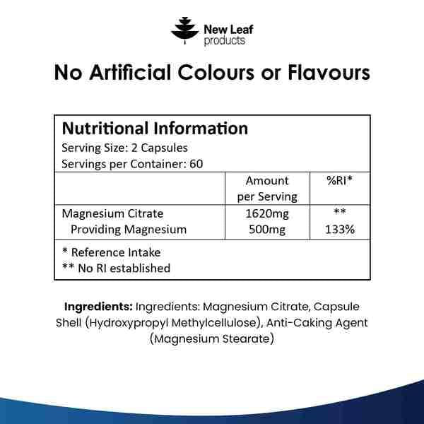 Magnesium Citrate 1620mg High Strength - Bones, Muscle 120s