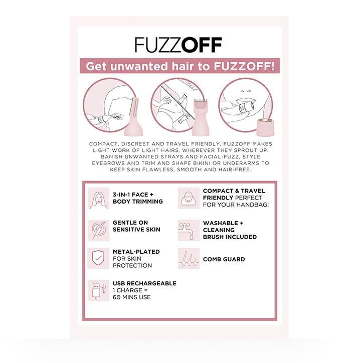 Magnitone FuzzOff 3-in-1 Rechargeable Precision Hair Trimmer - Pink