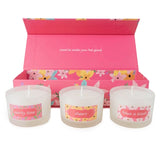 Candlelight Celebration Set of 3 Candles Gift Box Pink Floral