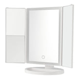 Livingandhome Tri-Fold Makeup Mirror with LED Strip Light