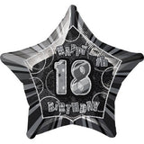 Unique Party Happy 18th Birthday Black Star Foil Balloon