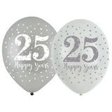 Amscan 25th Happy Years Latex Balloon (Pack of 6)