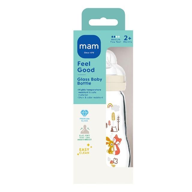 MAM Feel Good Glass Bottle 260ml - 1 Pack Unisex 260ml